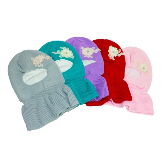 Шапка-шлем "Цветочек" для девочек на хлопковой основе , утеплитель-синтепон оптом от российского производителя